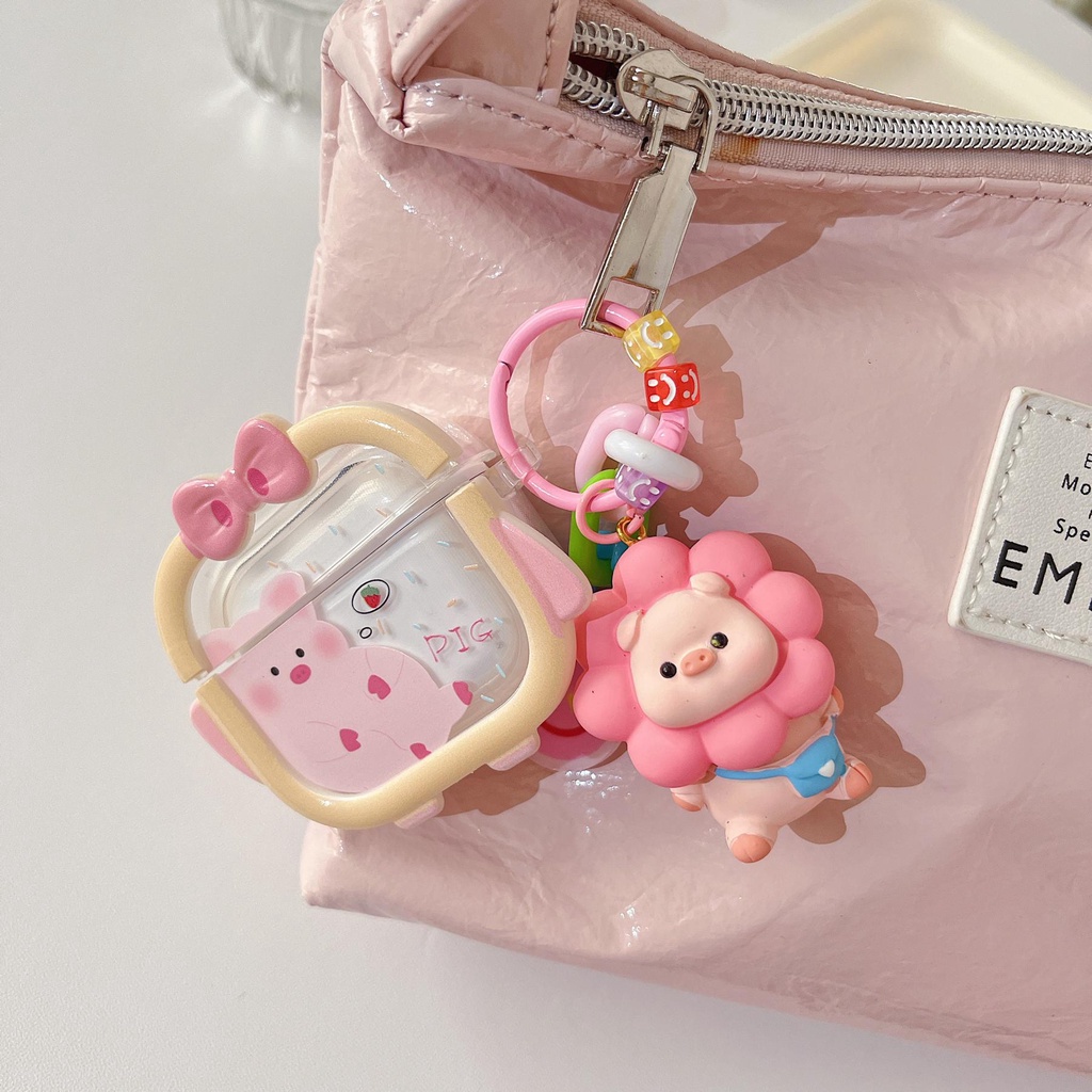 Vỏ Bảo Vệ Hộp Sạc Tai Nghe Bluetooth AirPods 1 2 pro 3 2021 gen3 Bằng Silicon Hình Heo / Bướm 3D Dễ Thương Kèm Móc Treo Tiện Dụng