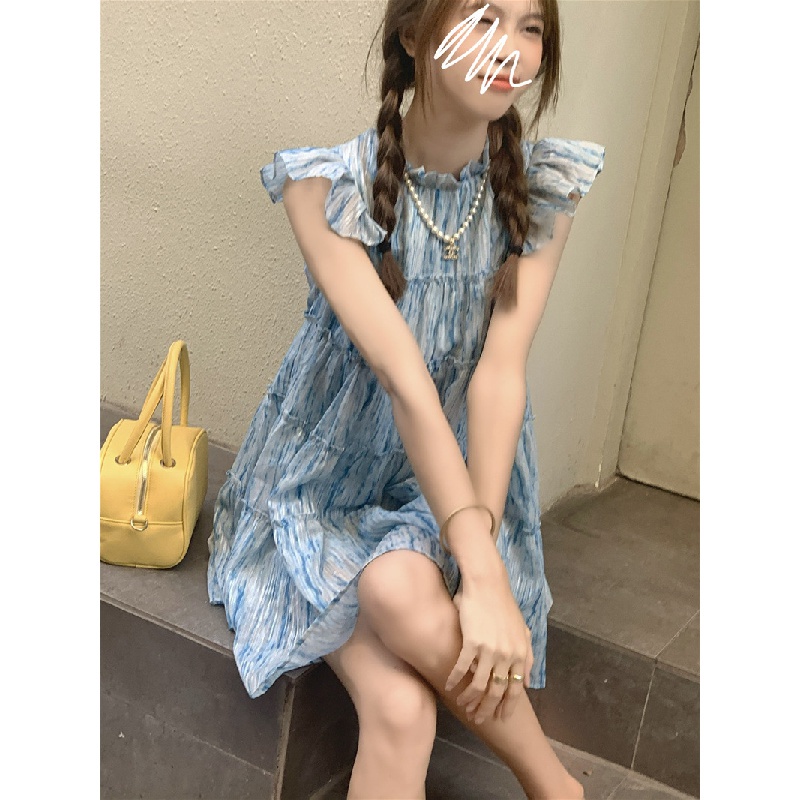 Đầm Công Chúa Tay Bay Dáng Rộng Thời Trang Mùa Hè Phong Cách Hàn Quốc Ngọt Ngào