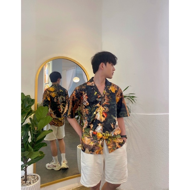 Áo sơ mi nam ngắn tay Họa tiết Form rộng, GOD FAMILY -  CHÍNH HÃNG