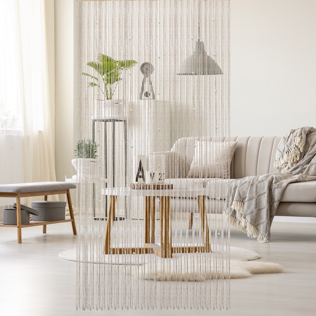 [Hàng Có Sẵn] Rèm cửa sổ Sợi Polyester Đính Hạt Lấp Lánh Kích Thước 39 X 79 Inch