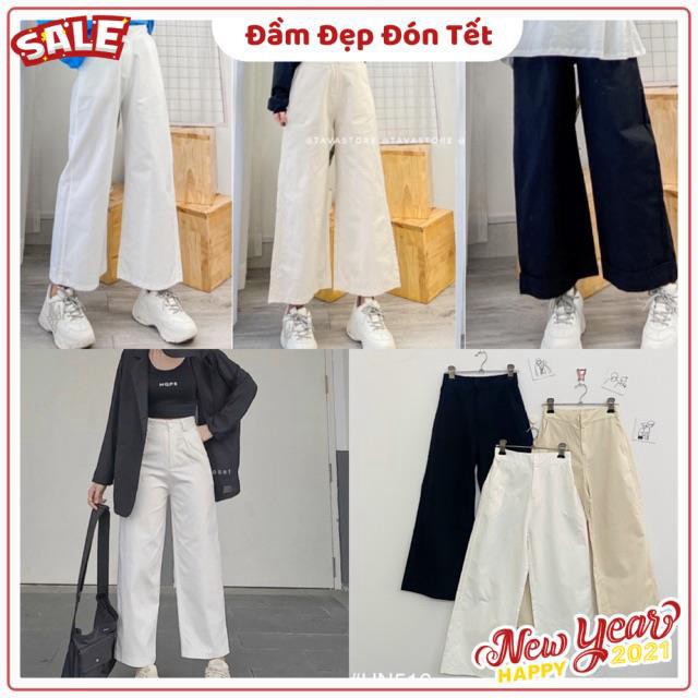 Quần Nữ PION CULOTES chất vải kaki thun dày dặn cạp cao dễ mix đồ from chuẩn tone màu basic ống uống rộng