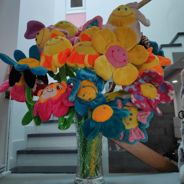 Bông hoa vải nhiều màu - gấu bông hình bông hoa