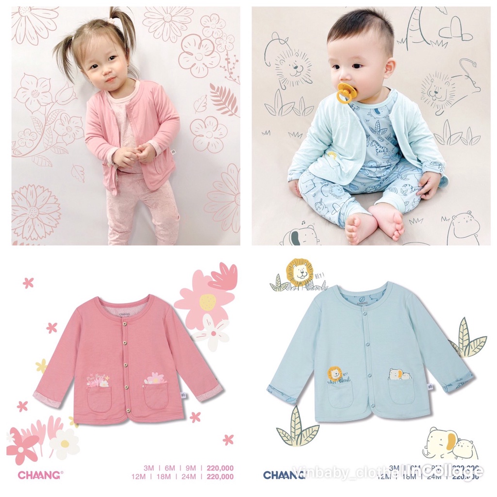 Chaang áo khoác cho bé trai, bé gái không mũ dành cho bé từ sơ sinh đến 2 tuổi AW2021