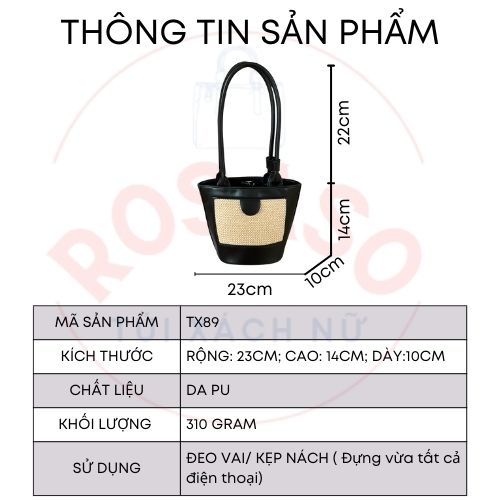 Túi xách nữ đeo vai kẹp nách vintage hót trend 2022 đi chơi đi biển ROSASO TX89