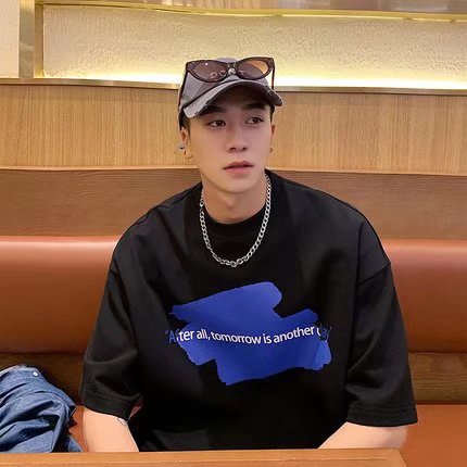 Áo Thun Tay Ngắn Dáng Rộng In Chữ Thời Trang Mùa Hè Cho Nam Size M-5XL