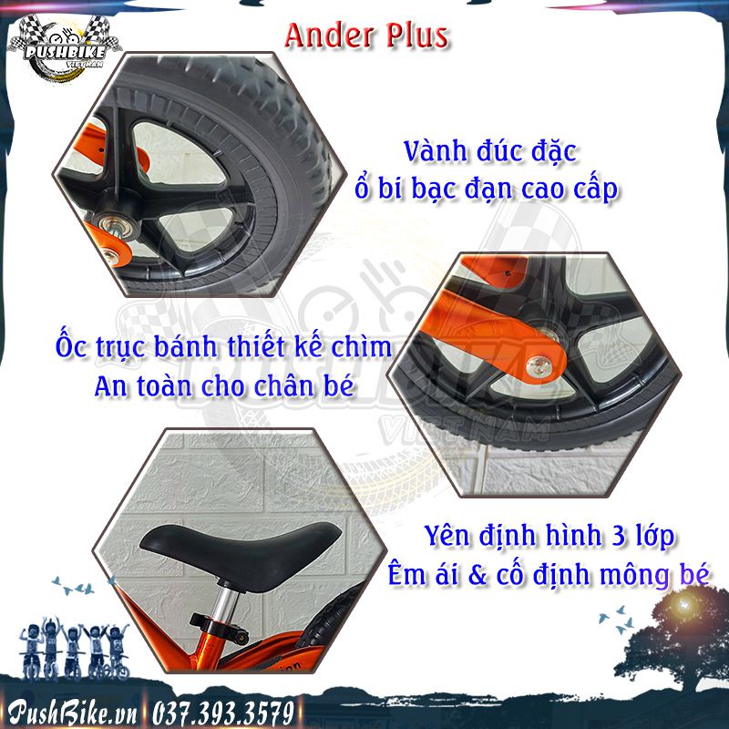 Xe thăng bằng Ander Plus cho bé từ 1.5 đến 6 tuổi - full các màu