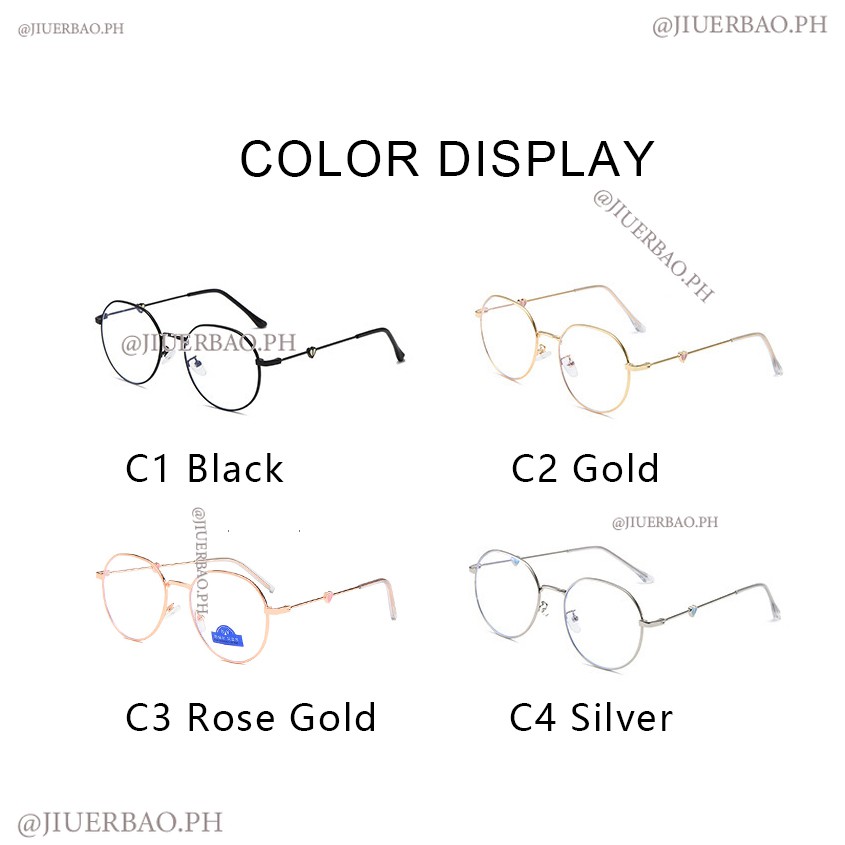 Mắt Kính Gọng Tròn Phong Cách Hàn Quốc Với Lớp 00°-400° Kính Cận Thị Gọng Kim Loại Thiết Kế Hình Trái Tim