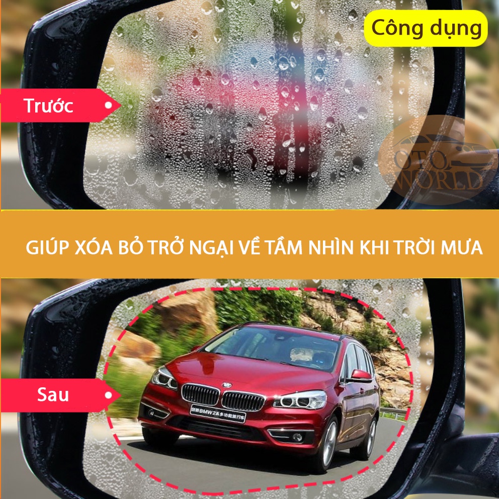 Miếng dán Nano chống mưa + chống sương mù + chống chói cho gương, kính Ô tô - Kiểm định chất lượng cao, Giả rẻ