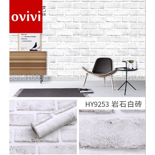 Giấy dán tường GIẢ GẠCH TRẮNG 3D phòng ngủ đẹp cuộn 10m có keo sẵn nhám giá rẻ