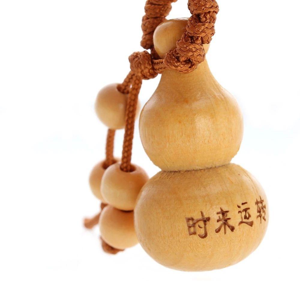 Móc khóa hình hồ lô mini bằng gỗ đào truyền thống Trung Quốc dễ thương chất lượng cao
