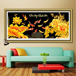 Tranh đính đá cửu ngư quần hội df040