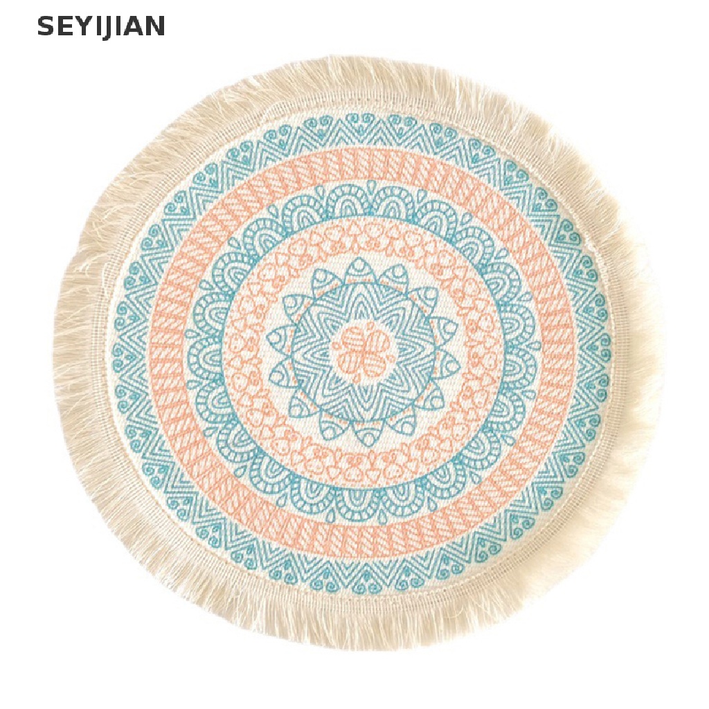 Sey 1 Tấm Lót Ly Bằng Sợi Đay Cotton Lanh Dệt Tay Phong Cách Ins Đơn Giản Retro Trang Trí Nhà Bếp