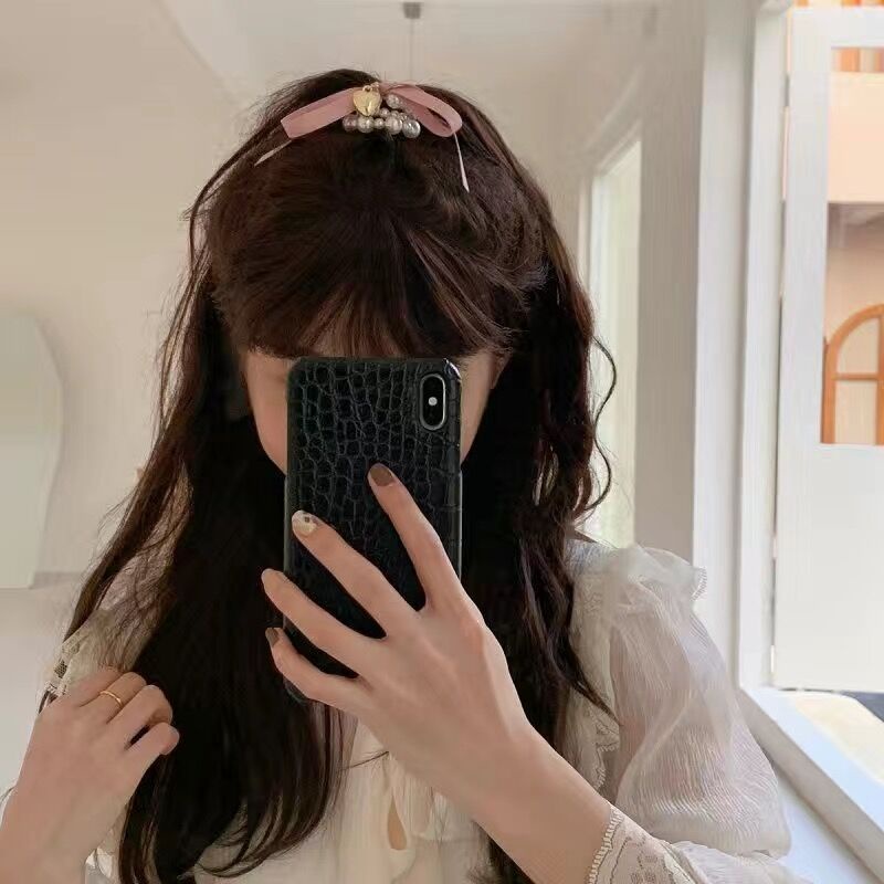 Dây Cột Tóc Đính Hạt Ngọc Trai Hình Bướm Bằng Hợp Kim Thời Trang Cho Nữ