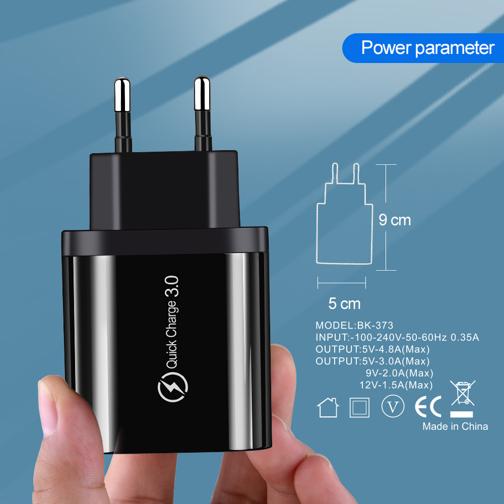 Củ sạc Twitch cổng USB Qc 3.0 18w phích cắm Eu/Us tùy chọn dành cho