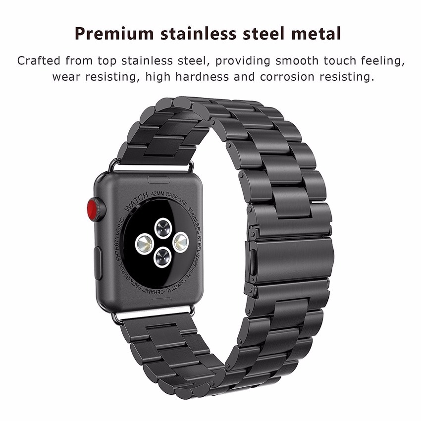 Dây đeo phụ kiện bằng thép không gỉ bền bỉ cho Apple Watch iwatch Serie 5 4 3 2 1 38/42/40/44mm