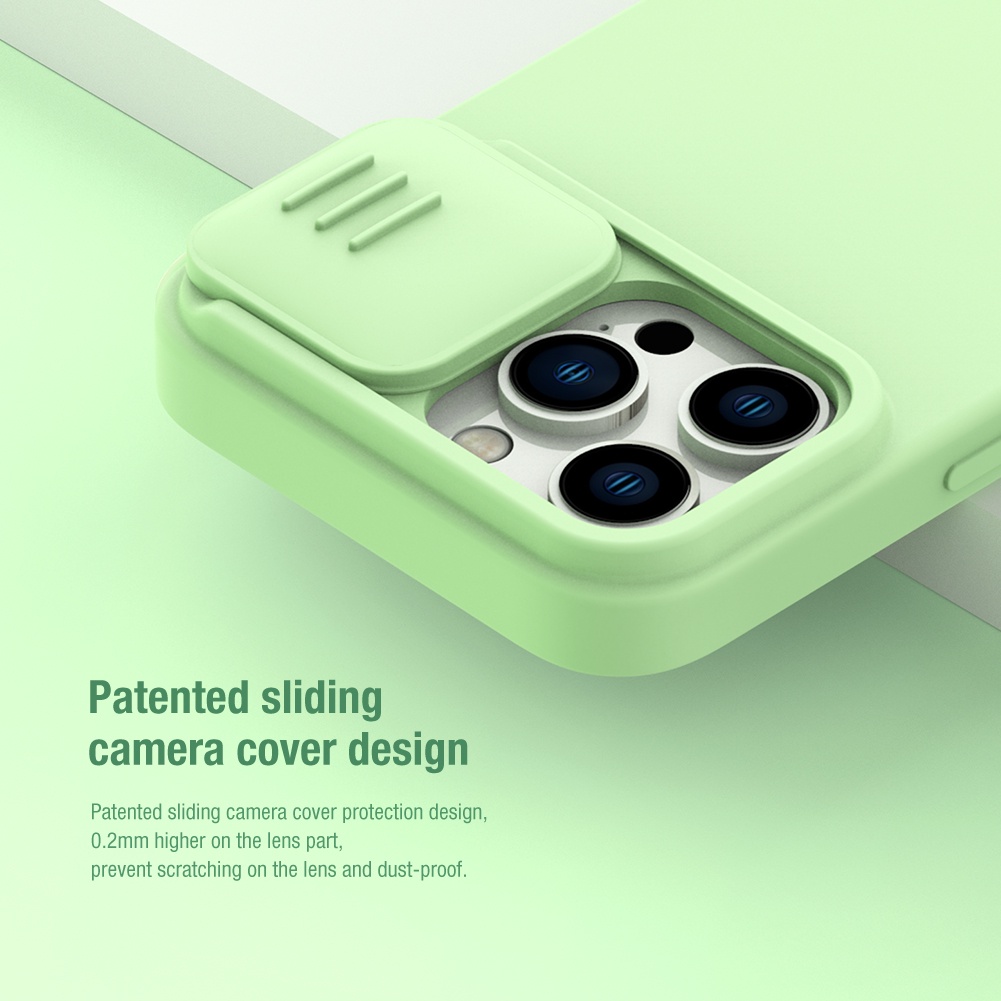 Ốp điện thoại NILLKIN bằng silicon chống sốc có nắp trượt bảo vệ camera thích hợp cho iPhone 14 Pro
