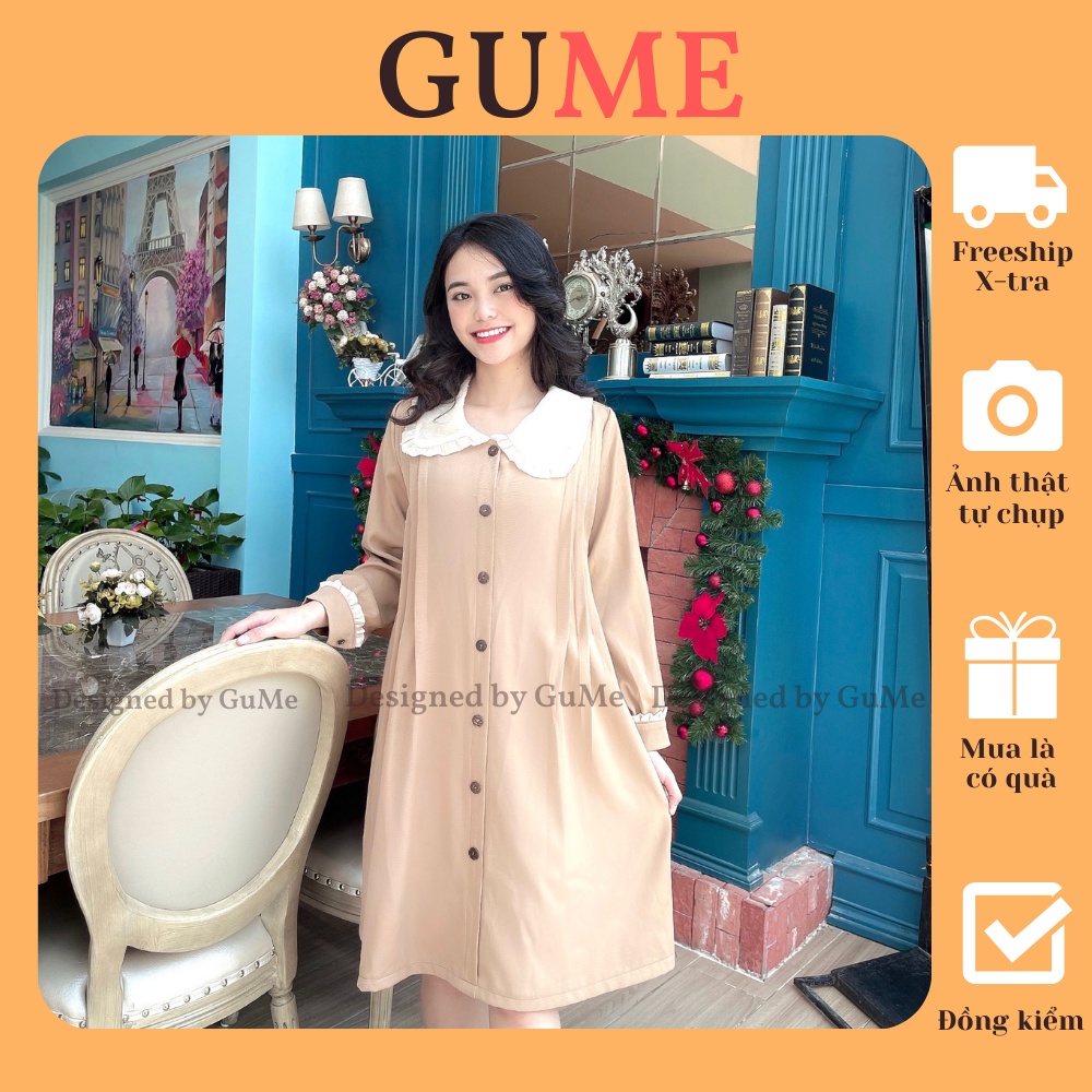Đầm bầu công sở Váy bầu đẹp kaki nâu dáng suông dài tay MYC 10M