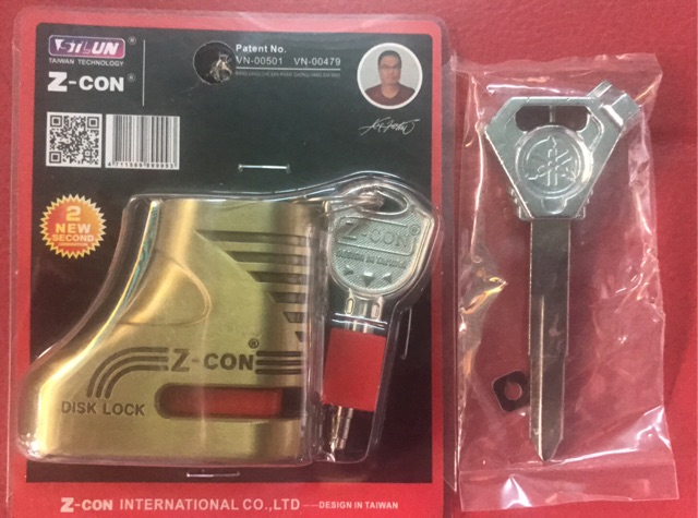 Combo ổ khoá đĩa xe máy Z-Con + phôi chìa khoá inox xe EXCITER