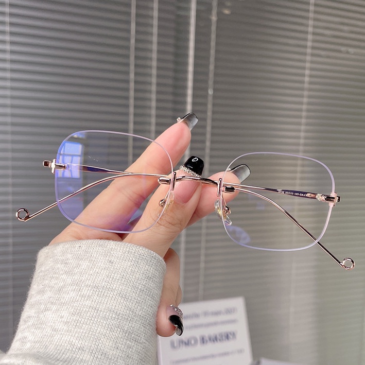 Mắt Kính Gọng Kim Loại Chống Bức Xạ Phong Cách Retro Hàn Quốc Cho Nam Nữ