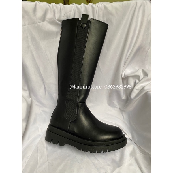 Mã B023 - Boot đùi mona plus- đế 5cm  có chun 2 bên sườn+khoá sau