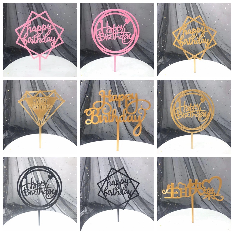 Set 10 Que Chữ Happy Birthday Bằng Nhựa Dùng Để Trang Trí Bánh Kem