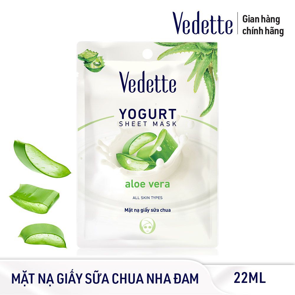 Mặt nạ giấy sữa chua tinh chất nha đam Vedette 22ml giúp làm ẩm và dịu da <0514916>