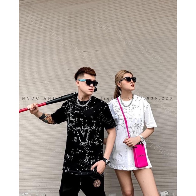 Áo thun V L cổ tròn in kín TT12
