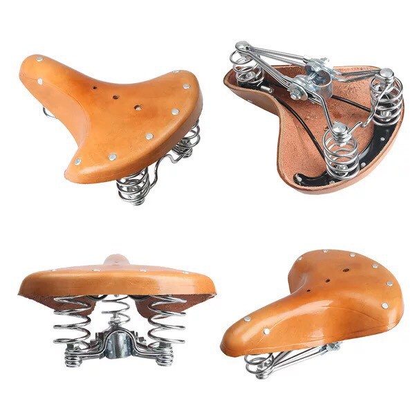 Yên xe đạp da bò vintage, phù hợp các dòng xe cổ, màu sắc nâu đậm hoặc nâu nhạt
