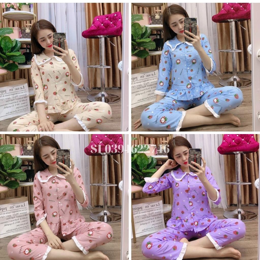 Bộ đồ ngủ nữ mùa hè pijama cộc tay chất lụa họa tiết,Đồ bộ nữ hot 2021 BN21