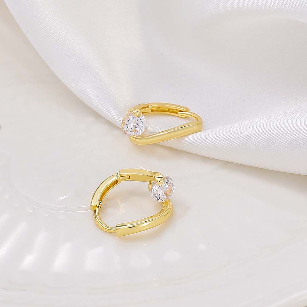 Khuyên tai dạng vòng xoắn đính đá zircon đơn giản thanh lịch phong cách Hàn Quốc cho nữ