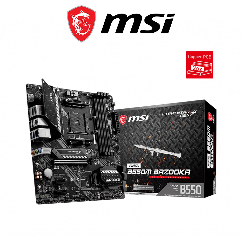 Bo mạch chủ Mainboard MSI MAG B550M BAZOOKA AMD B550 Socket AM4 m-ATX 4 khe RAM DDR4