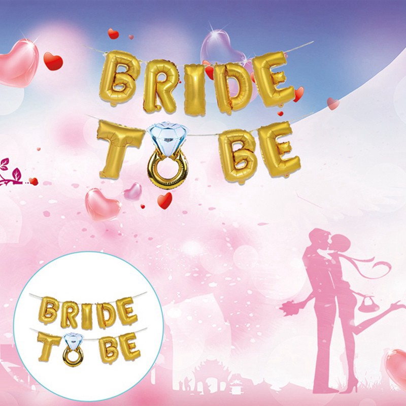 1 Bộ Bong Bóng Lá Nhôm 16inch In Chữ BRIDE TO BE