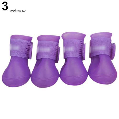 Set 4 giày đi mưa chống thấm nước màu sắc dễ thương cho cún cưng