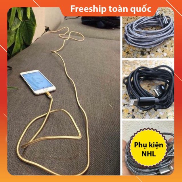 Cáp Sạc Bọc Dù 3m dùng cho tất cả các dòng điện thoại - sạc nhanh