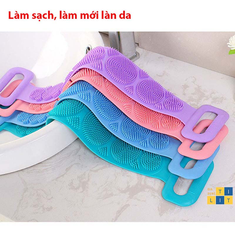 Dây Tắm, Cọ Tắm, Đai tắm Chà Lưng, có gai bằng gel silicon mềm, Massage thư giãn ( GH màu ngẫu nhiên )