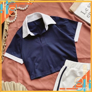 ️🎈️Set đồ tập tennis: croptop xanh đen kèm chân váy trắng
