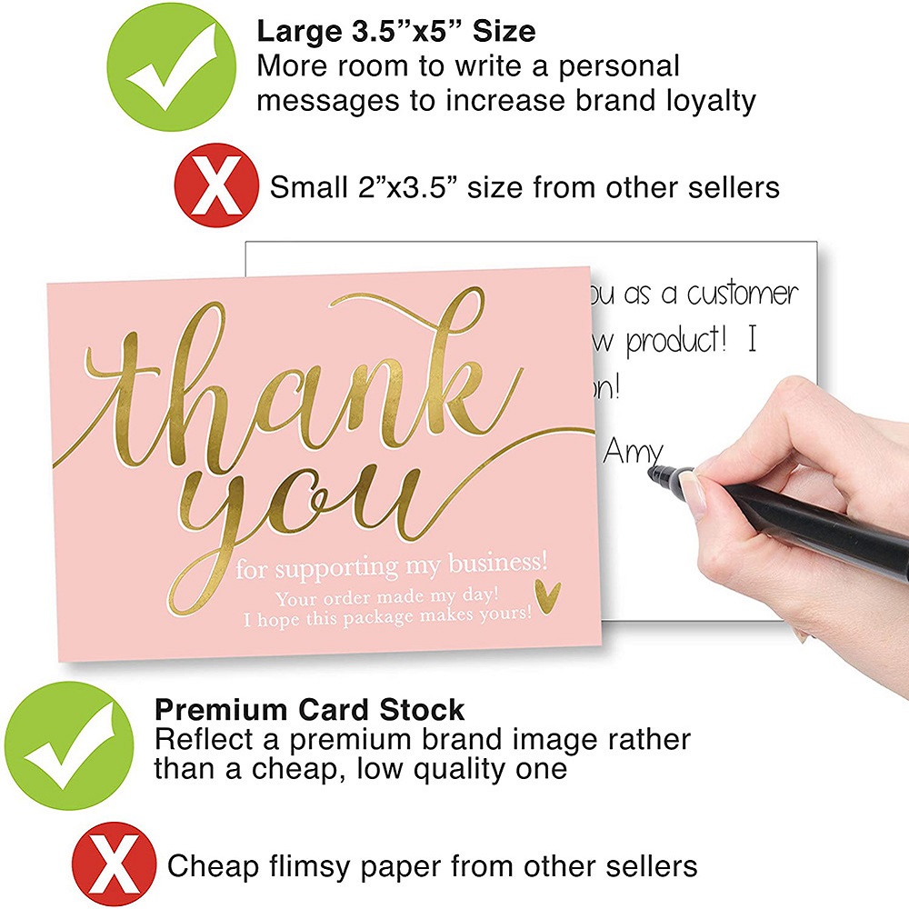 Cod Qipin 50 Sheets/pack Personalised Thank You 5x9CM Small Business Card Single Sided Accessories