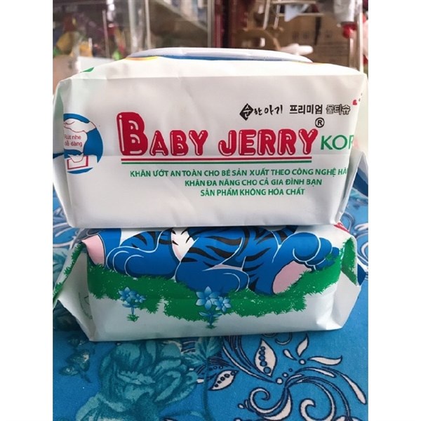 [Không mùi] Khăn giấy ướt Baby Jerry 140 Tờ -  Thành phần tự nhiên đảm bảo an toàn cho bé, chất liệu vải mềm