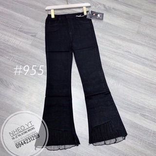 Quần skin thô loe chân phối voan. chất vải skin co dãn mềm mặc lên form.40-53kg.Sỉ 130k.Size s m l xl