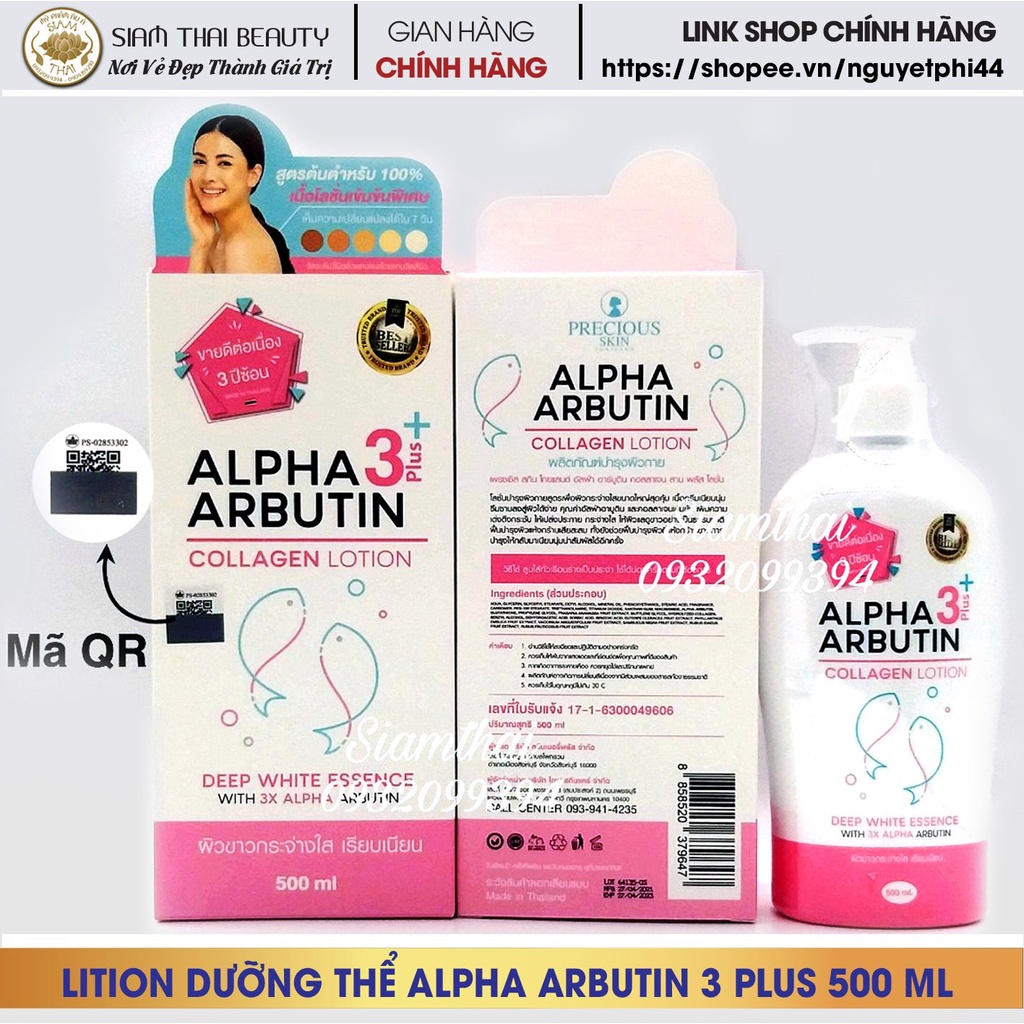 Sữa dưỡng trắng da Alpha Arbutin Collagen Collagen Lotion 3+ Plus 500ml