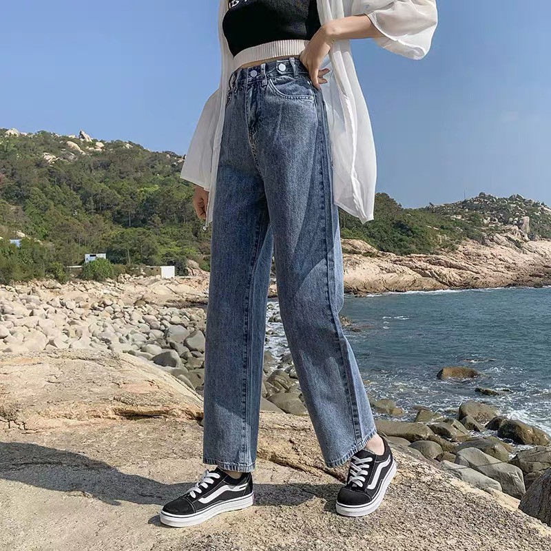 Quần Jean Ống Rộng Đai Thắt Eo Cá Tính Form Ulzzang Unisex phong cách Hàn Quốc mặc lên cực tôn dáng RÔ STORE QD20 | BigBuy360 - bigbuy360.vn