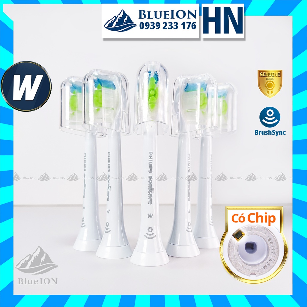 [COMBO] 5 Đầu bàn chải điện Philips Sonicare W DiamondClean màu trắng (Hàng Mỹ chính hãng)