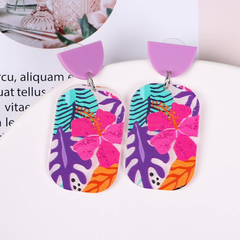 Bông Tai Acrylic Hình Hoa Graffiti Nhẹ Nhàng Cho Nữ