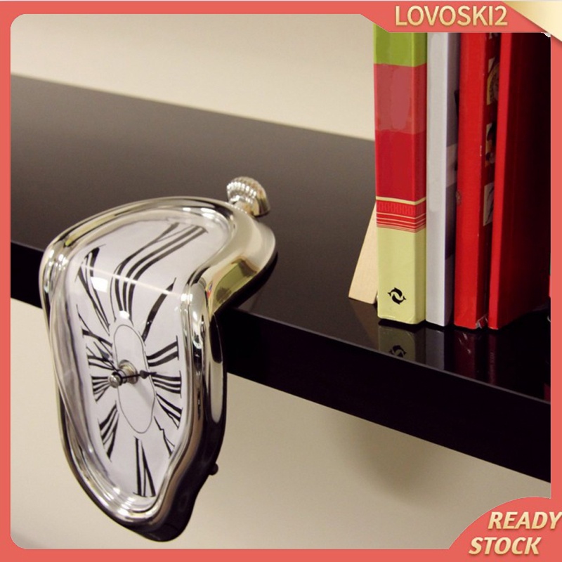 [LOVOSKI2]Desk Clock Novelty Melting Time Warp Clock for Home Office Study Room White