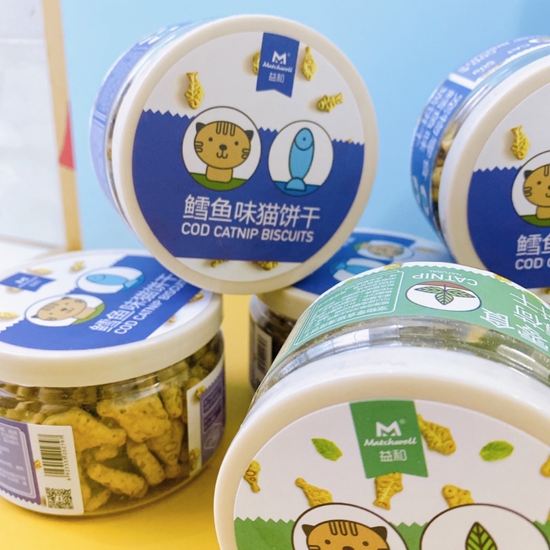 Hũ bánh cá Biscuits hiệu Yihe cat 50gr có Catnip tiêu lông tốt cho Mèo cưng