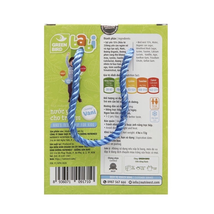 Lốc 4 hũ nước yến cho trẻ em Green Bird Babi 72g