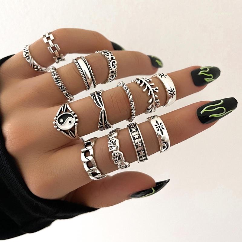Nhẫn hình mặt trăng ngôi sao/ mặt trời/ âm dương phong cách Gothic thời trang cho nữ