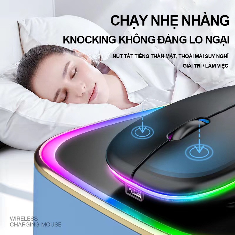 Chuột không dây M1 M3 M4, pin sạc, không gây tiếng ồn khi bấm, khoảng cách tín hiệu 10m Hiệu ứng ánh sáng LED