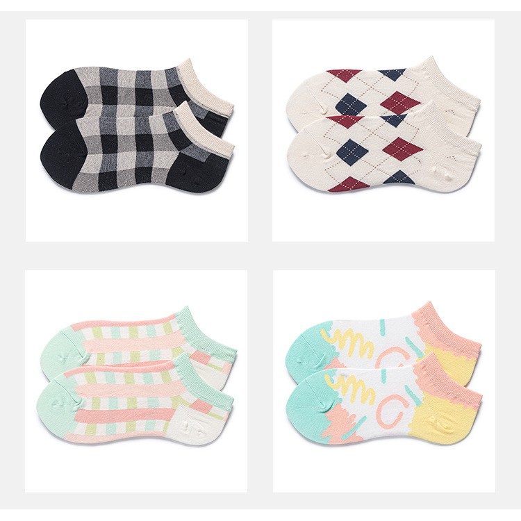 Vớ cổ thấp Cao cấp Tất cổ ngắn Nam nữ Unisex Nhiều mẫu Chất Cotton mềm mịn Thấm hút mồ hôi Thời trang