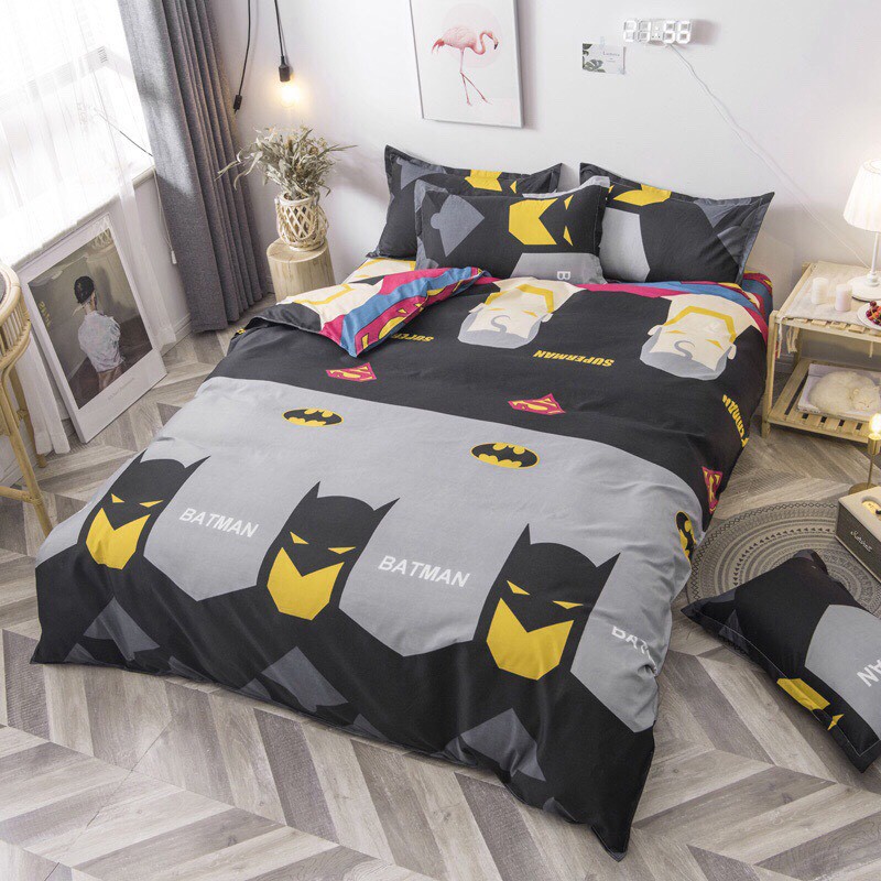 Bộ chăn ga poly Cotton 3D BATMAN ĐEN hàng nhập khẩu 4 món, đủ size